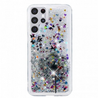 Capa Para Samsung Galaxy S22 Ultra 5G Dente-de-leão Glitter