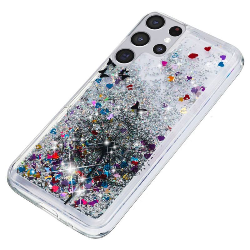 Capa Para Samsung Galaxy S22 Ultra 5G Dente-de-leão Glitter