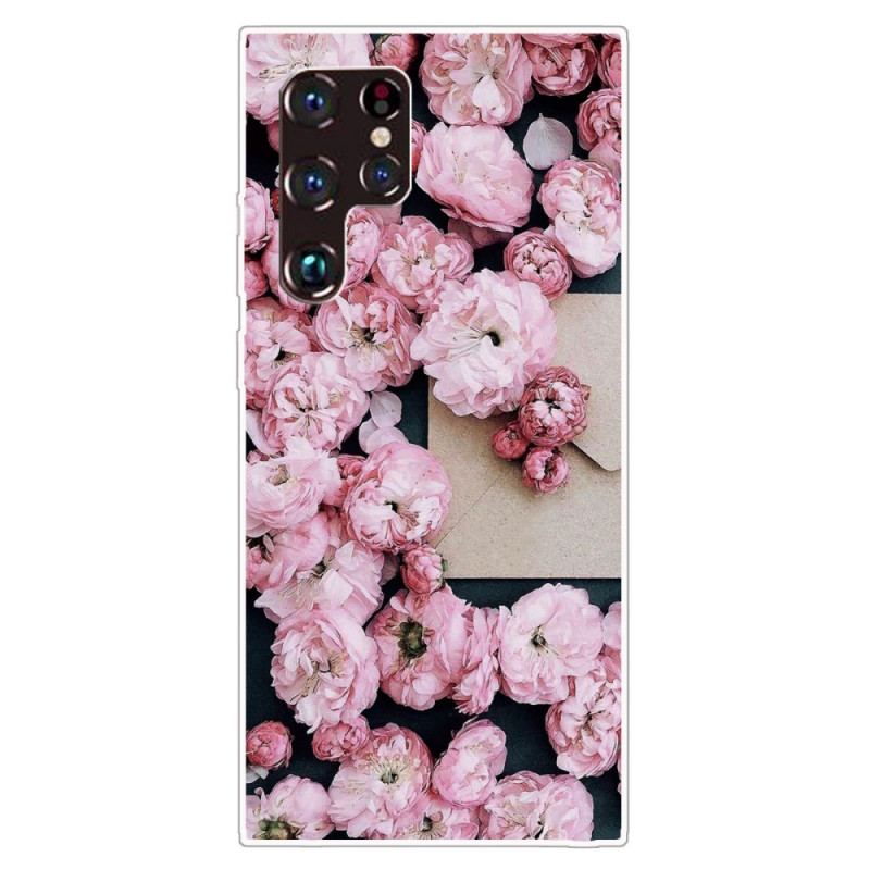 Capa Para Samsung Galaxy S22 Ultra 5G Flores Cor De Rosa