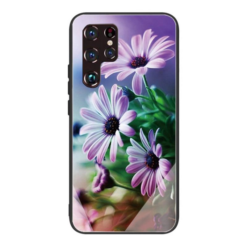 Capa Para Samsung Galaxy S22 Ultra 5G Flores Realistas De Vidro Temperado