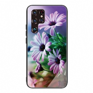 Capa Para Samsung Galaxy S22 Ultra 5G Flores Realistas De Vidro Temperado