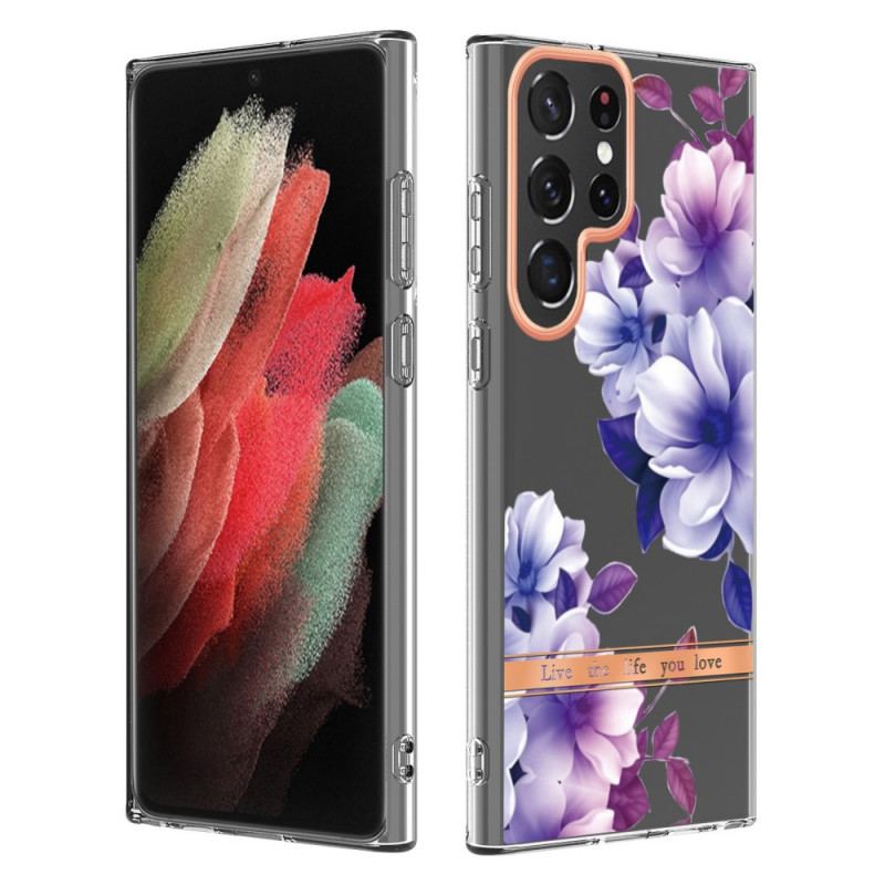 Capa Para Samsung Galaxy S22 Ultra 5G Flores Viva A Vida Que Você Ama