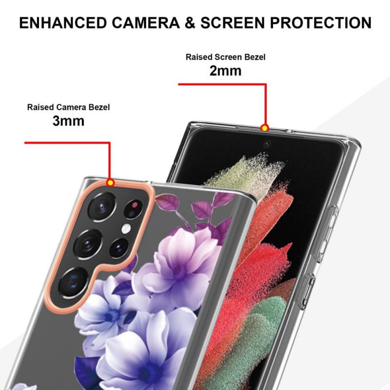 Capa Para Samsung Galaxy S22 Ultra 5G Flores Viva A Vida Que Você Ama