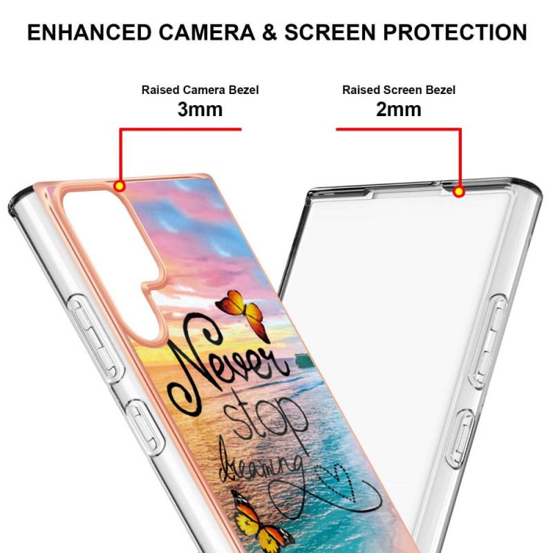 Capa Para Samsung Galaxy S22 Ultra 5G Nunca Pare De Sonhar Com Borboletas