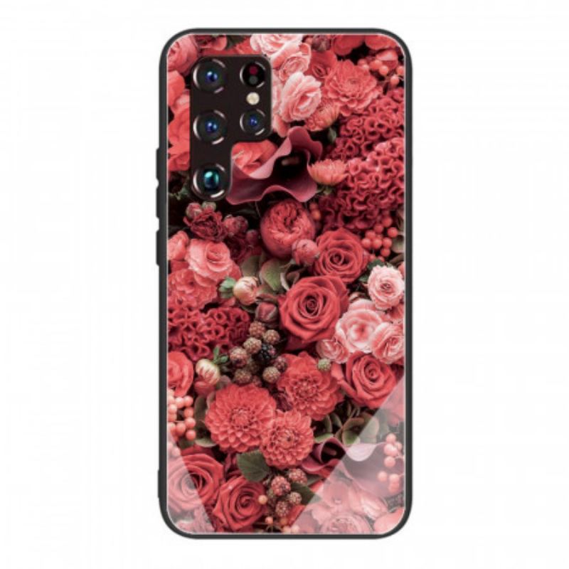 Capa Para Samsung Galaxy S22 Ultra 5G Rose Flowers Vidro Temperado