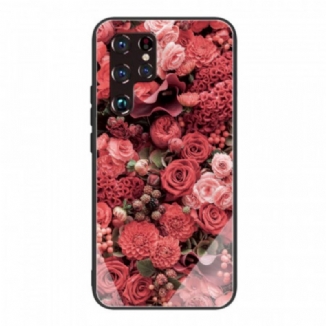 Capa Para Samsung Galaxy S22 Ultra 5G Rose Flowers Vidro Temperado