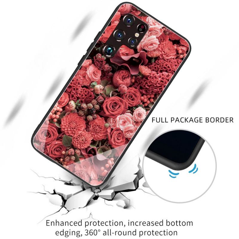 Capa Para Samsung Galaxy S22 Ultra 5G Rose Flowers Vidro Temperado