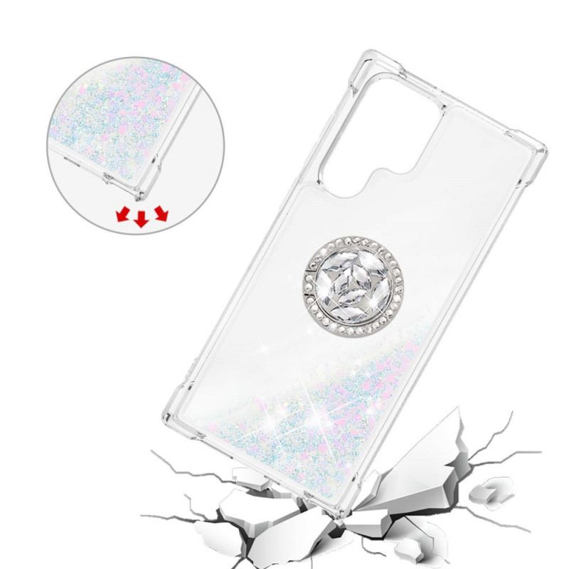 Capa Para Samsung Galaxy S22 Ultra 5G Suporte De Anel Glitter