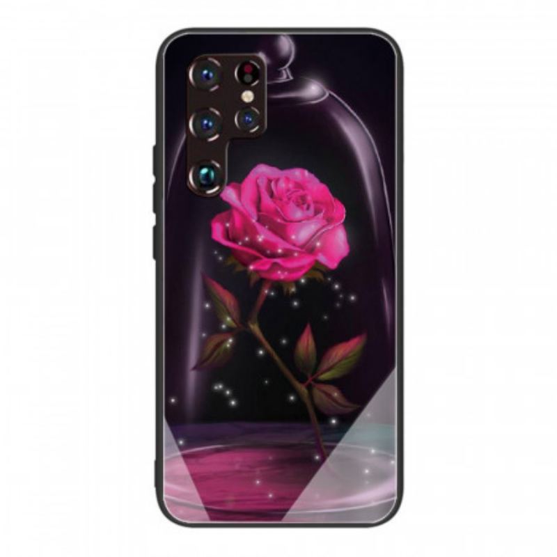 Capa Para Samsung Galaxy S22 Ultra 5G Vidro Temperado Rosa Mágico