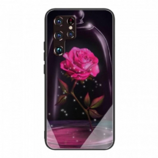 Capa Para Samsung Galaxy S22 Ultra 5G Vidro Temperado Rosa Mágico