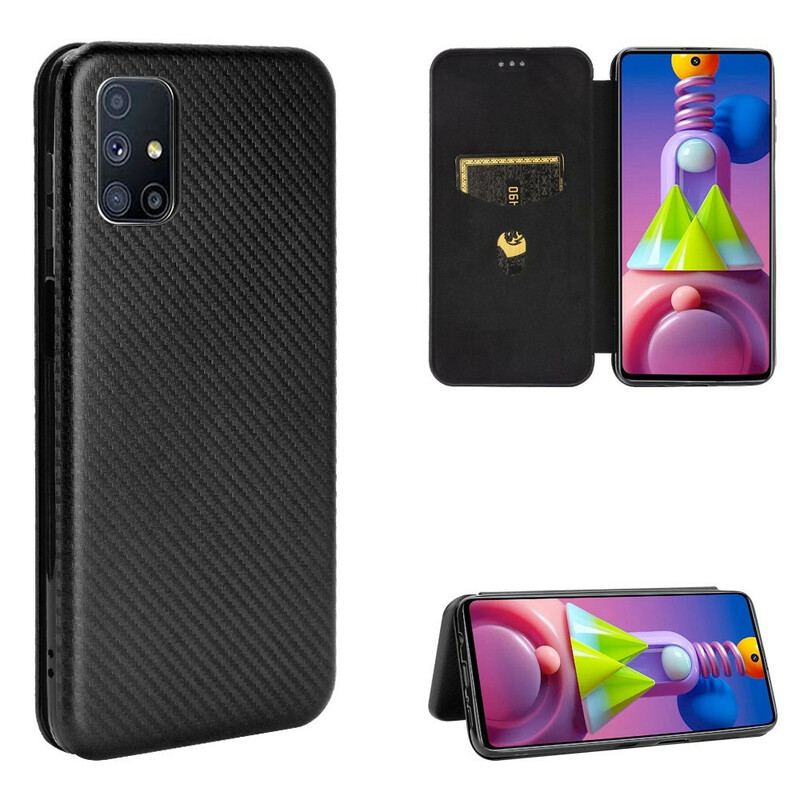 Capa De Celular Para Samsung Galaxy M51 Flip Fibra De Carbono