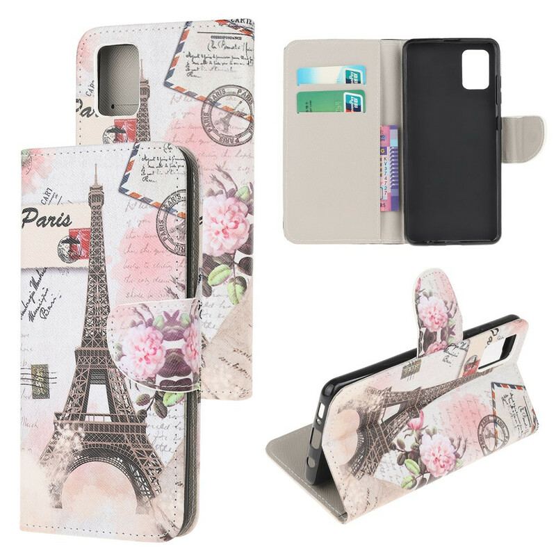 Capa Flip Para Samsung Galaxy M51 Torre Eiffel Retrô