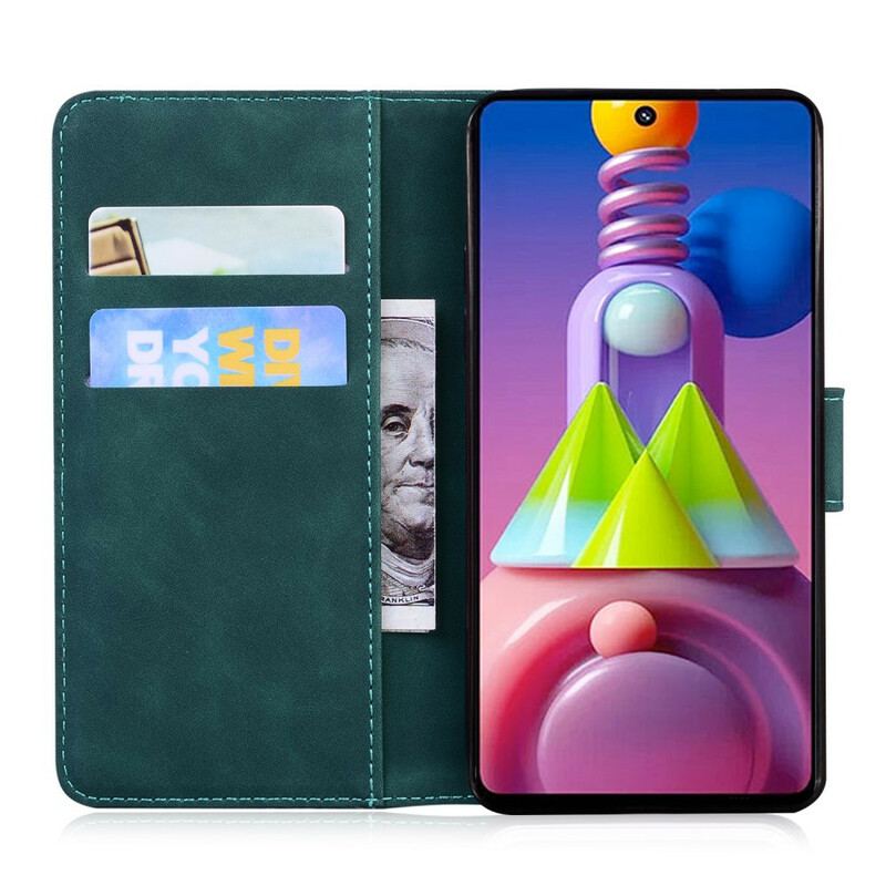 Capa Folio Para Samsung Galaxy M51 Efeito Couro Monocromático