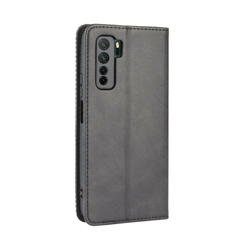 Capa De Celular Para Huawei P40 Lite 5G Flip Efeito Couro Vintage Estilizado