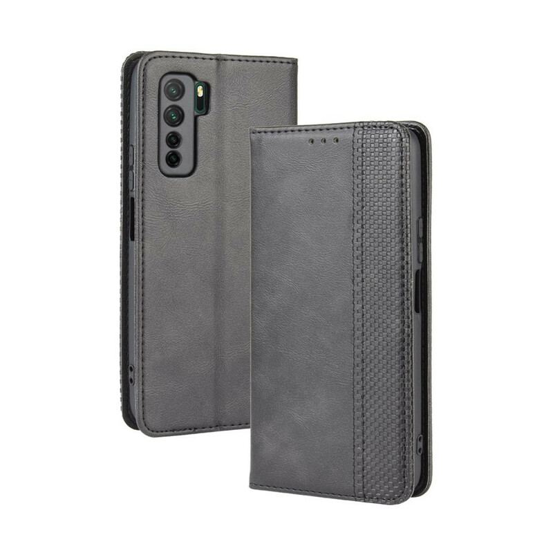 Capa De Celular Para Huawei P40 Lite 5G Flip Efeito Couro Vintage Estilizado