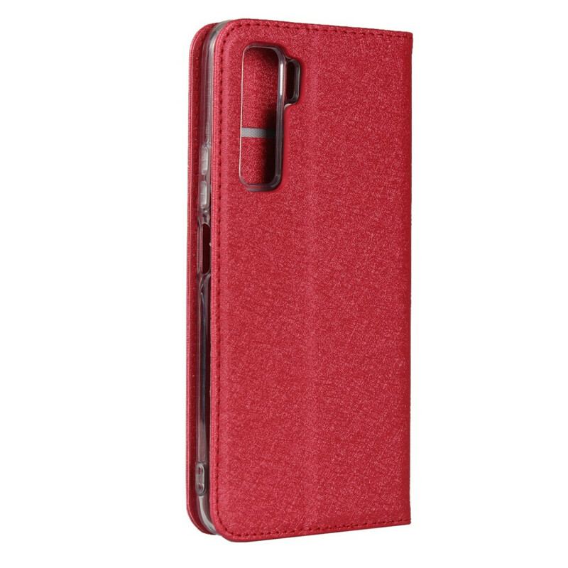 Capa De Celular Para Huawei P40 Lite 5G Flip Estilo De Couro Macio Com Alça