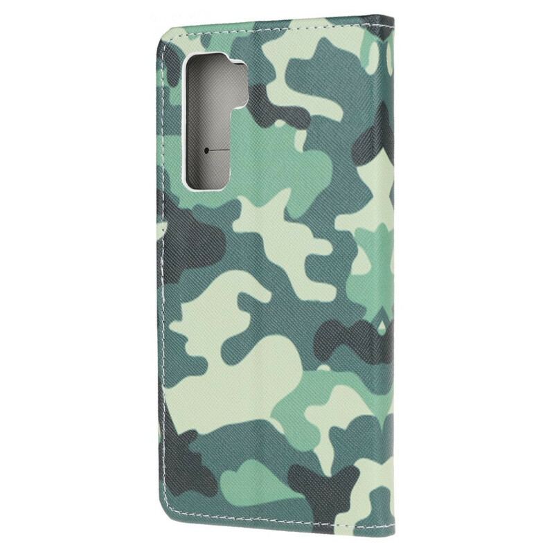 Capa De Couro Para Huawei P40 Lite 5G Camuflagem Militar