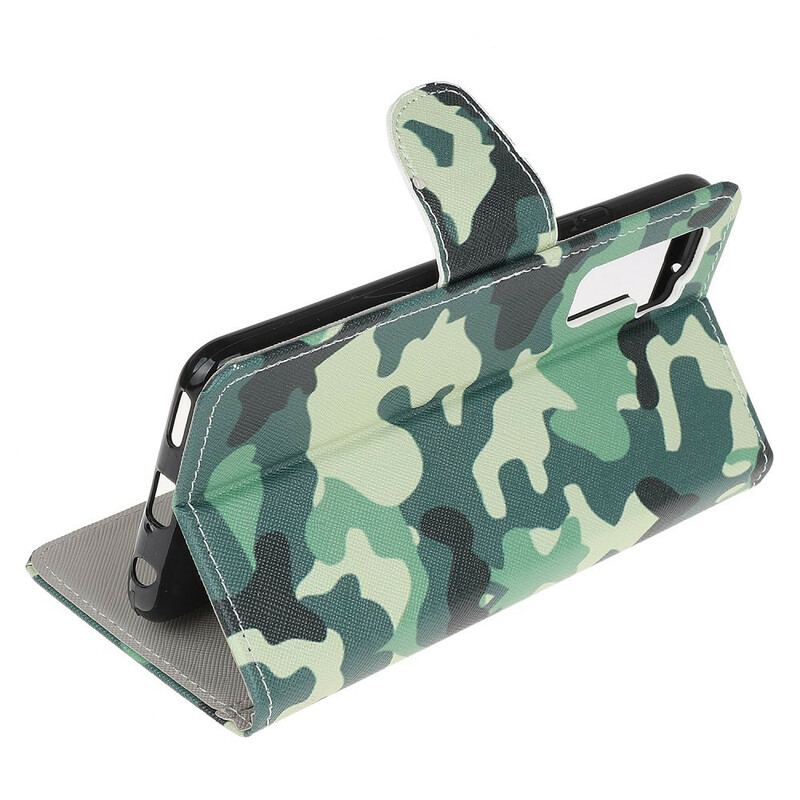 Capa De Couro Para Huawei P40 Lite 5G Camuflagem Militar