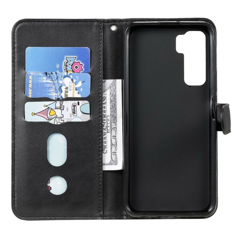 Capa De Couro Para Huawei P40 Lite 5G Porta-moedas Vintage