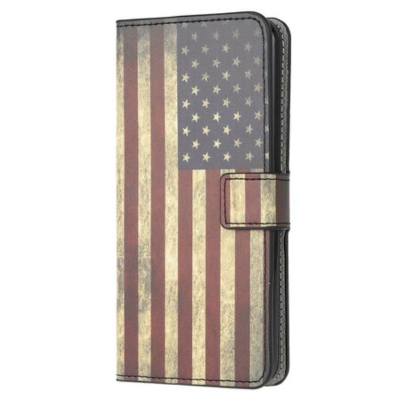 Capa Em Pele Para Huawei P40 Lite 5G Bandeira Americana