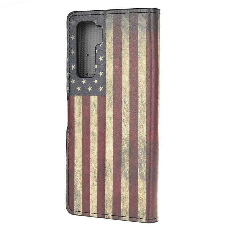 Capa Em Pele Para Huawei P40 Lite 5G Bandeira Americana