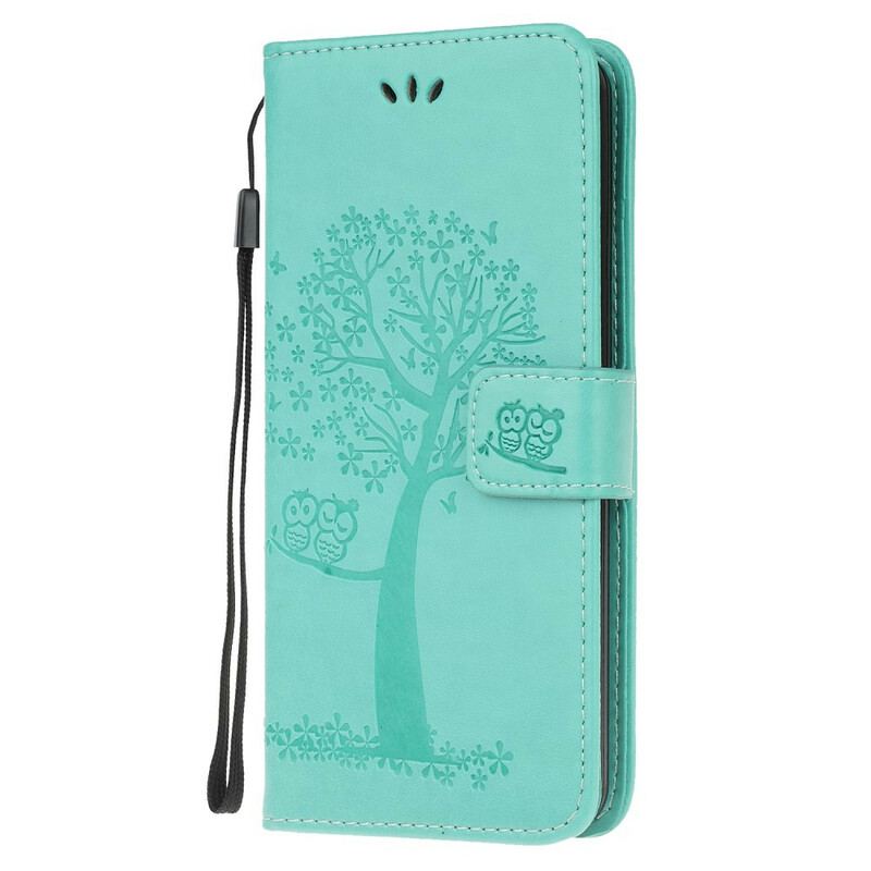 Capa Em Pele Para Huawei P40 Lite 5G De Cordão Tanga E Corujas