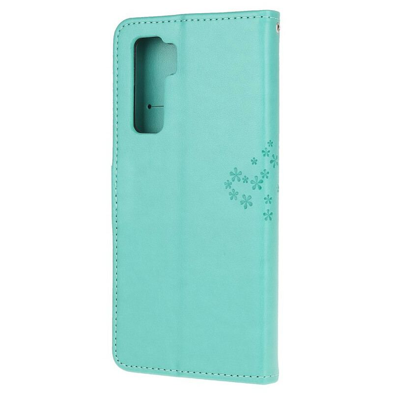 Capa Em Pele Para Huawei P40 Lite 5G De Cordão Tanga E Corujas