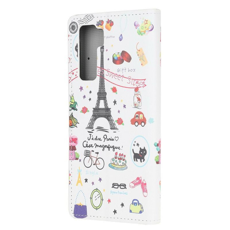 Capa Flip Para Huawei P40 Lite 5G Eu Amo Paris