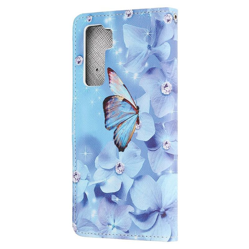 Capa Folio Para Huawei P40 Lite 5G De Cordão Borboletas Strappy Diamond