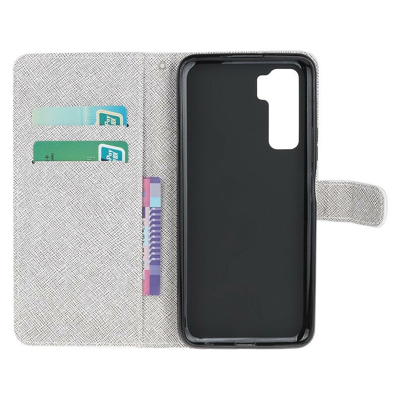 Capa Folio Para Huawei P40 Lite 5G De Cordão Borboletas Strappy Diamond