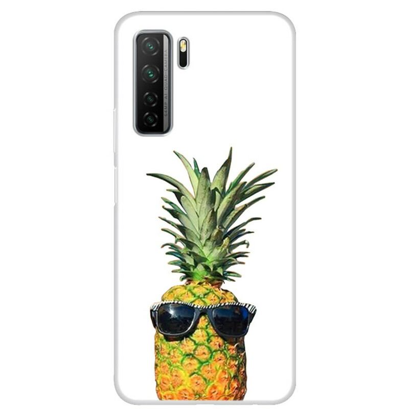 Capa Para Huawei P40 Lite 5G Abacaxi Transparente Com Óculos