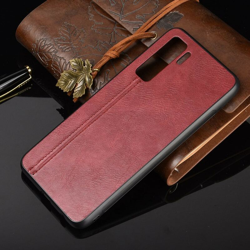 Capa Para Huawei P40 Lite 5G Costura De Couro Estilo