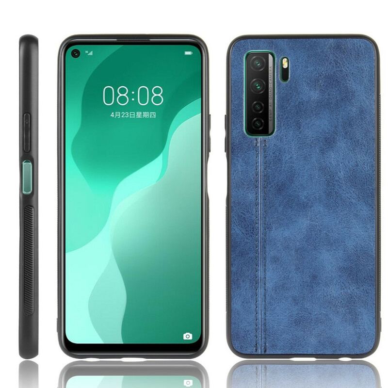 Capa Para Huawei P40 Lite 5G Costura De Couro Estilo