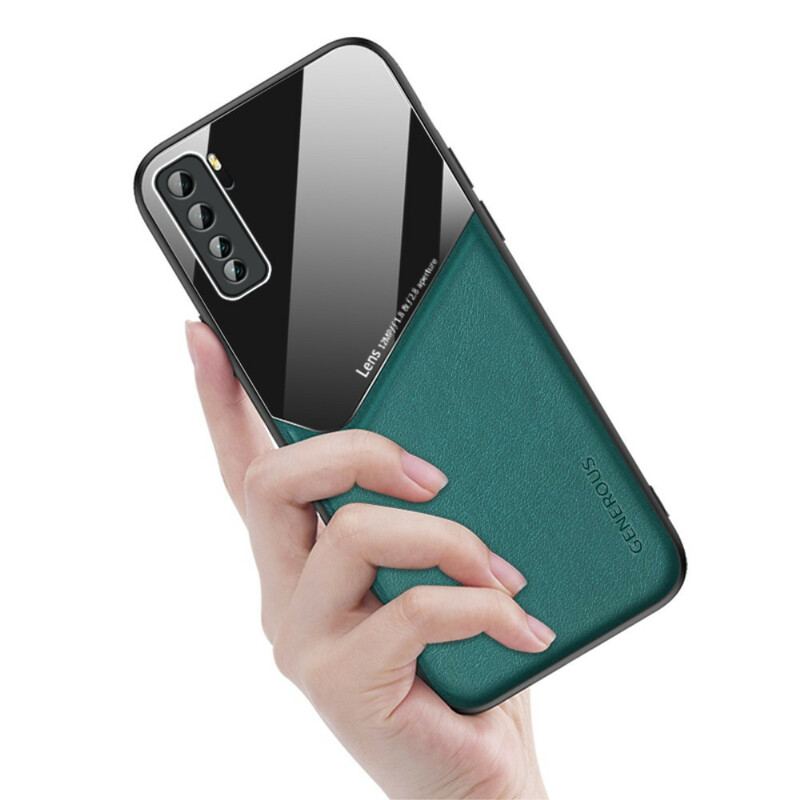 Capa Para Huawei P40 Lite 5G Efeito Couro Magnético