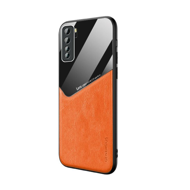 Capa Para Huawei P40 Lite 5G Efeito Couro Magnético