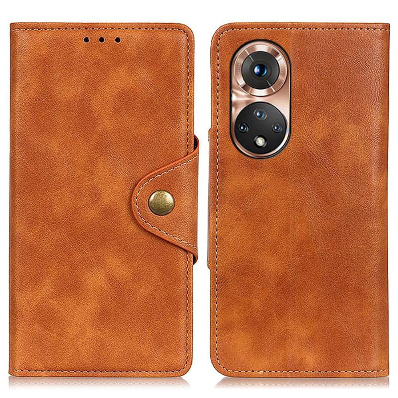 Capa Flip Para Huawei Nova 9 Couro Sintético Vintage E Botão