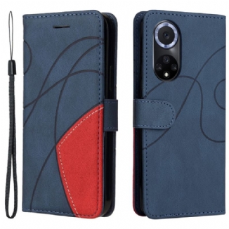 Capa Folio Para Huawei Nova 9 Couro Sintético De Assinatura De Dois Tons