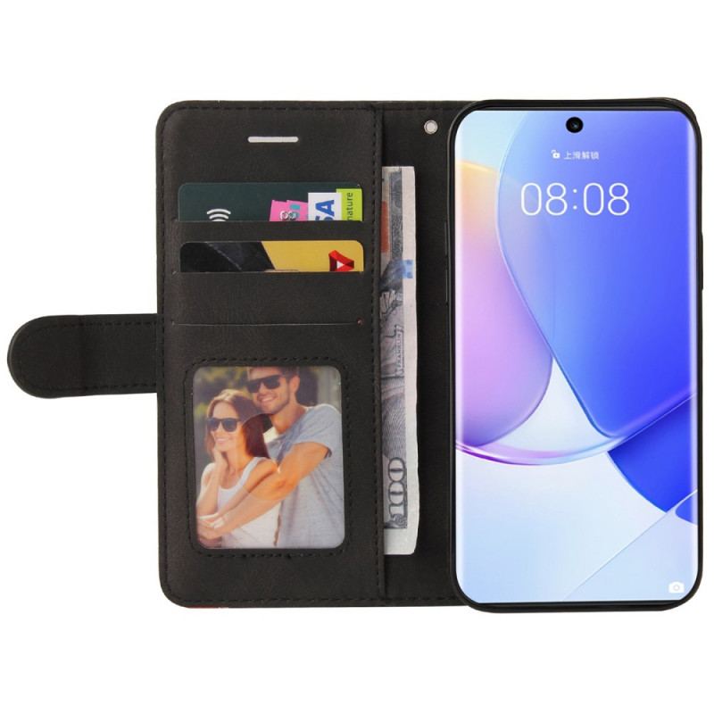 Capa Folio Para Huawei Nova 9 Couro Sintético De Assinatura De Dois Tons