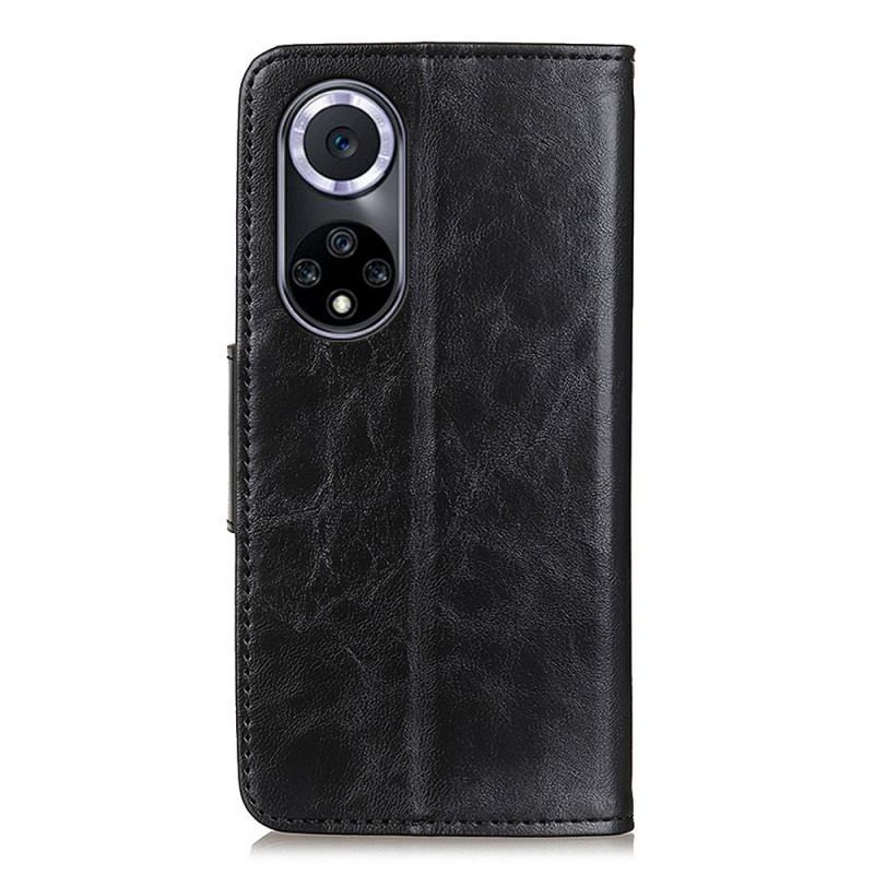 Capa Folio Para Huawei Nova 9 Fecho Reversível De Couro Rachado