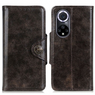 Capa Folio Para Huawei Nova 9 Imitação De Couro Brilhante Khazneh