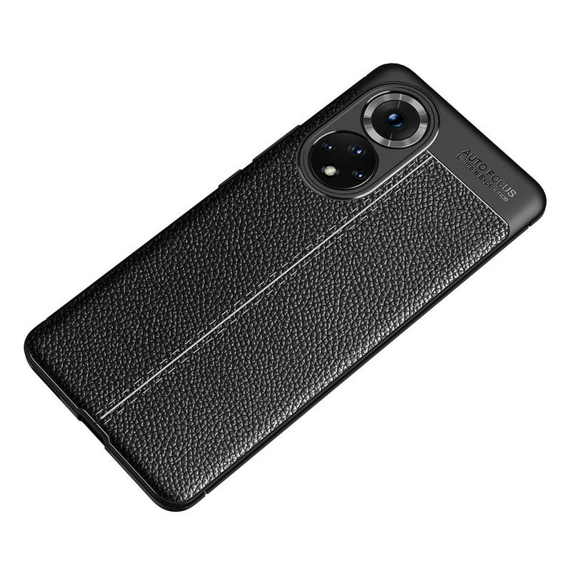 Capa Para Huawei Nova 9 Linha Dupla Efeito Couro Litchi