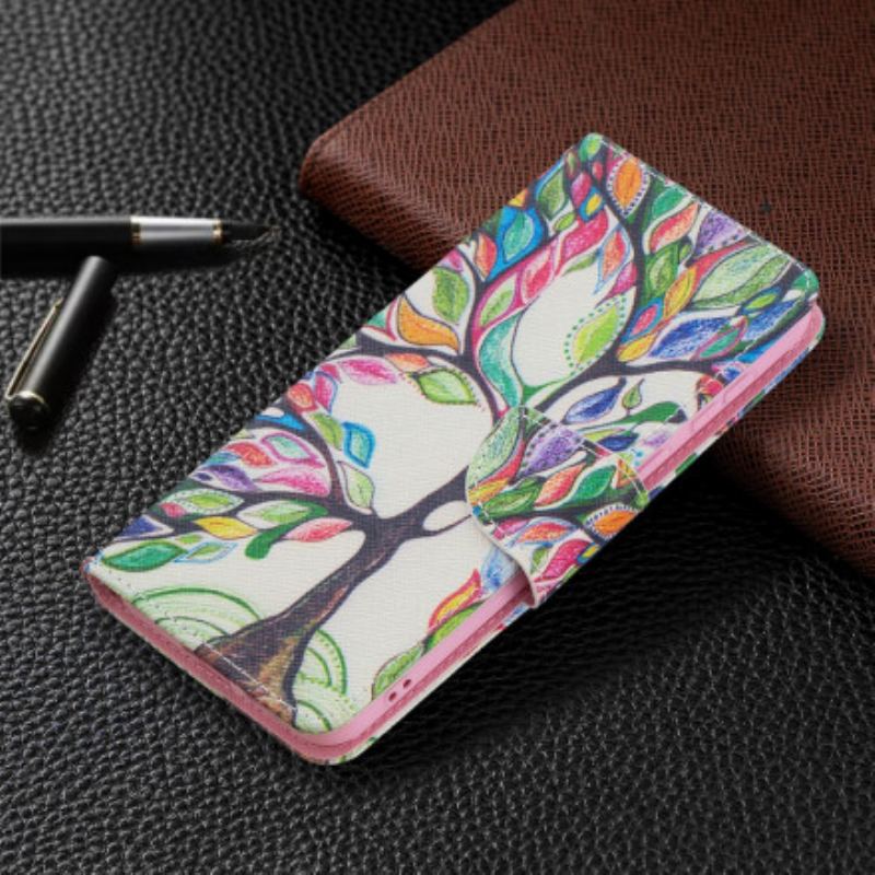 Capa De Couro Para Huawei P50 Árvore Colorida