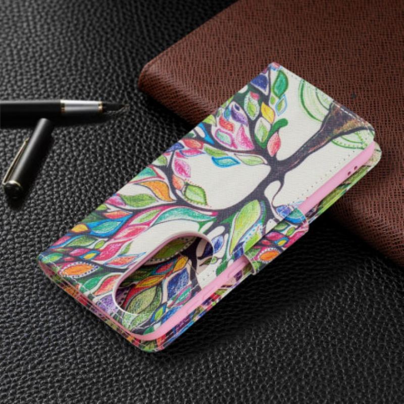 Capa De Couro Para Huawei P50 Árvore Colorida