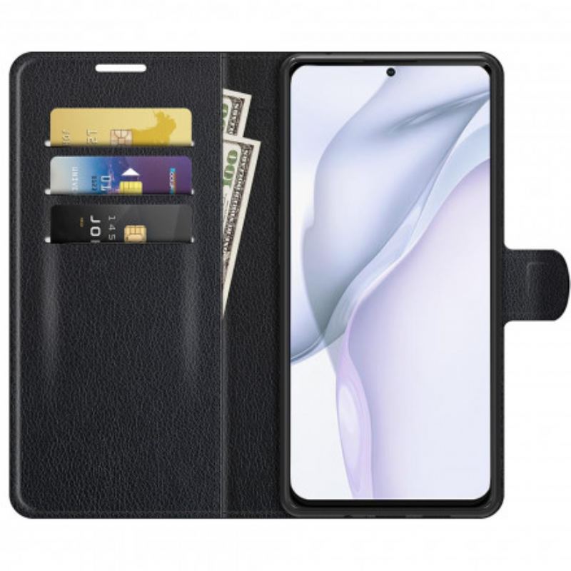 Capa De Couro Para Huawei P50 Estilo Clássico De Couro Litchi