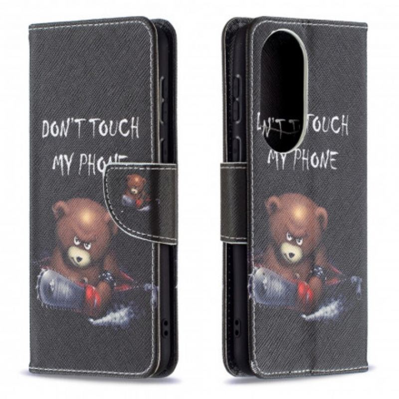 Capa Em Pele Para Huawei P50 Urso Perigoso