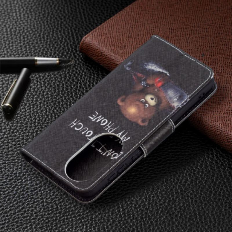 Capa Em Pele Para Huawei P50 Urso Perigoso