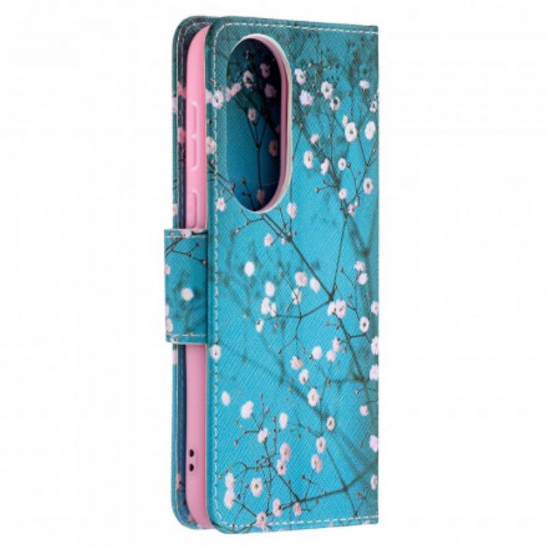 Capa Flip Para Huawei P50 Árvore Florida