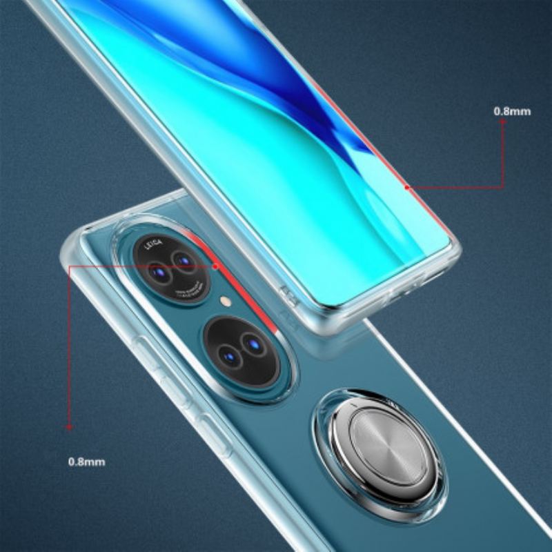 Capa Para Huawei P50 Anel De Metal Simples Transparente