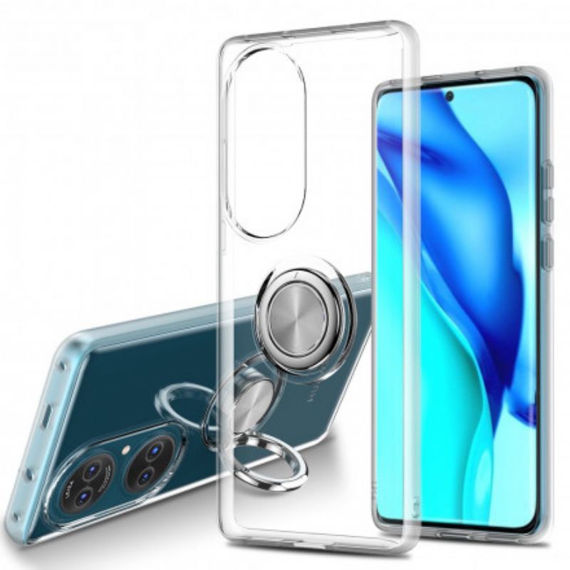 Capa Para Huawei P50 Anel De Metal Simples Transparente