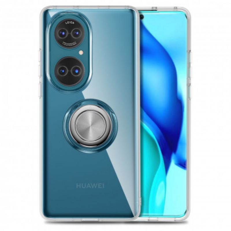 Capa Para Huawei P50 Anel De Metal Simples Transparente